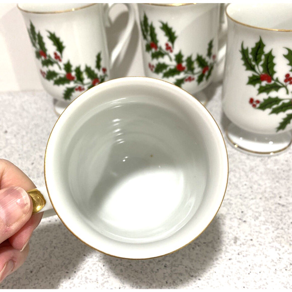 Vintage Christmas Holiday Mugs Set (4) All The Trimmings Festive Holiday Japan - Picture 8 of 12